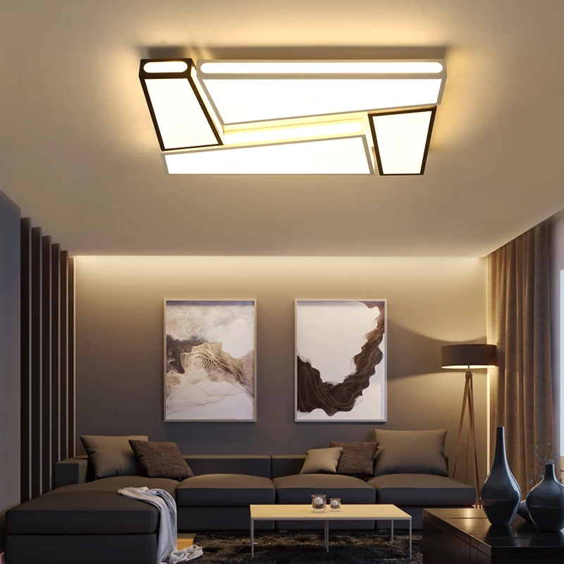 

Креативные простые современные потолочные светильники, черно-белые железные светодиодные потолочные светильники для гостиной, спальни, ...