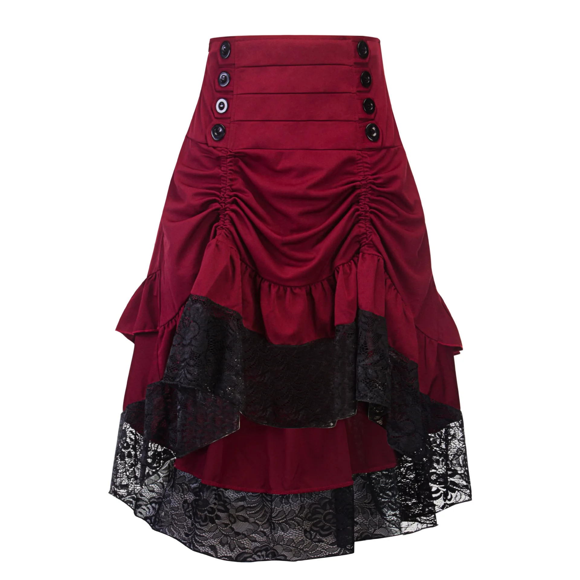 

Women's High Waist Summer 2022 Fashion Women Knee Length Lace Patchwork Lady Formal Work button Skirt Plus Size