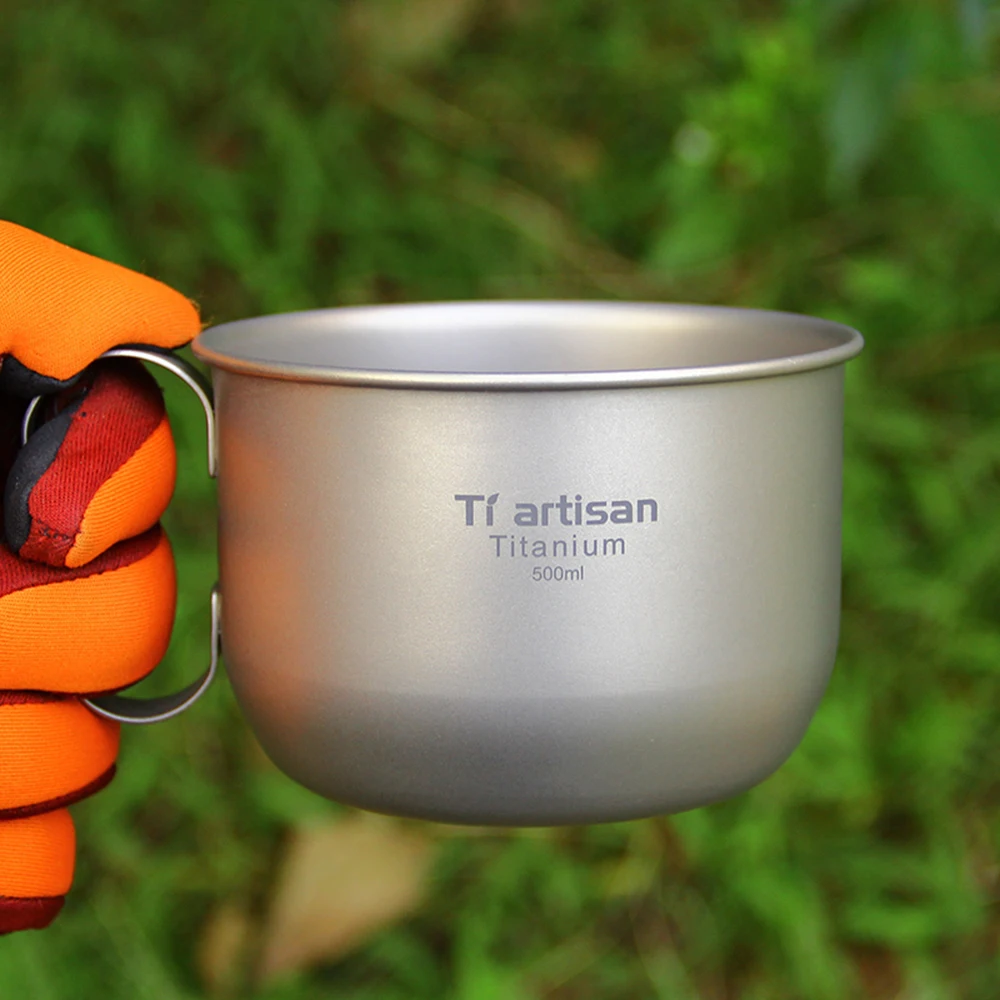

500ml Outdoor Titanium Portable Mini Tea Coffee Mug Water Cup Ultralight Wine Titanium Mug Travel Camping Hiking Backpacking