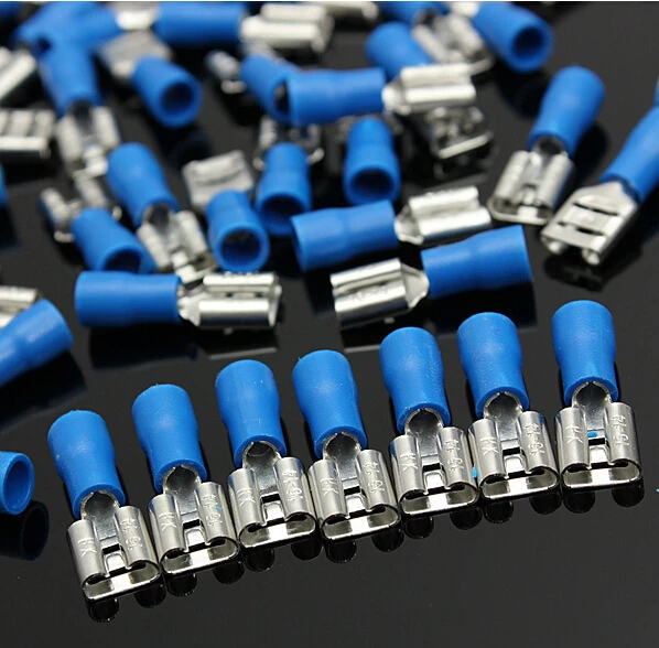 

FDD2-250 женский изолированный Электрический обжимная Клемма для 1,5-2.5mm2 Разъемы Кабель провод разъема 100 шт./упак. FDD2.5-250 FDD