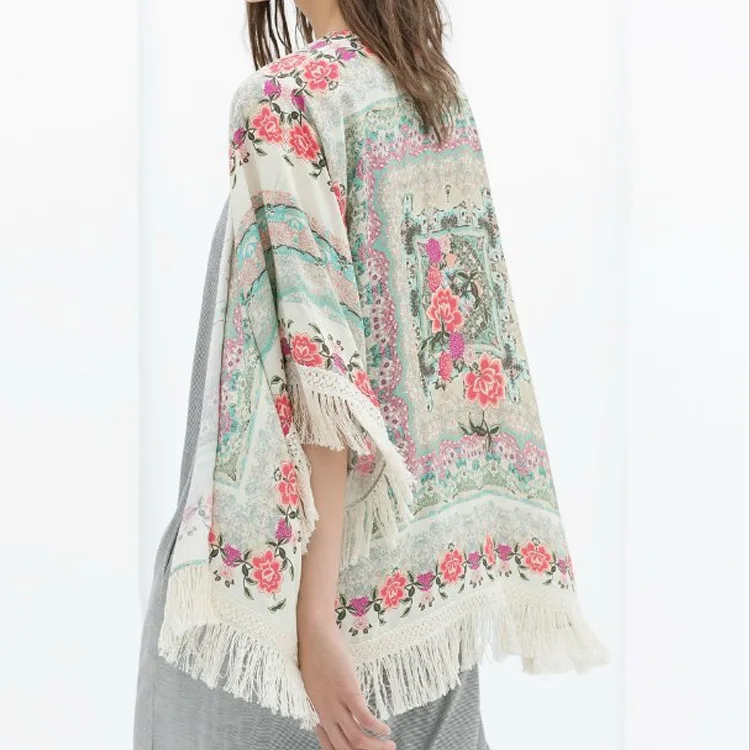 Gift Summer Women Fringed Tassel Shawl Cape Loose Batwing Sleeve Tops Shirt Holiday Casual Beach Cover Up |