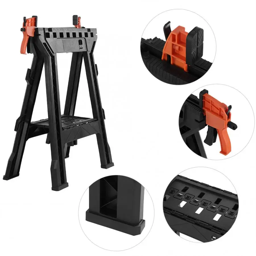 2 шт. сверхмощный складной Sawhorse прочная пила лошадь нескользящий зажимной
