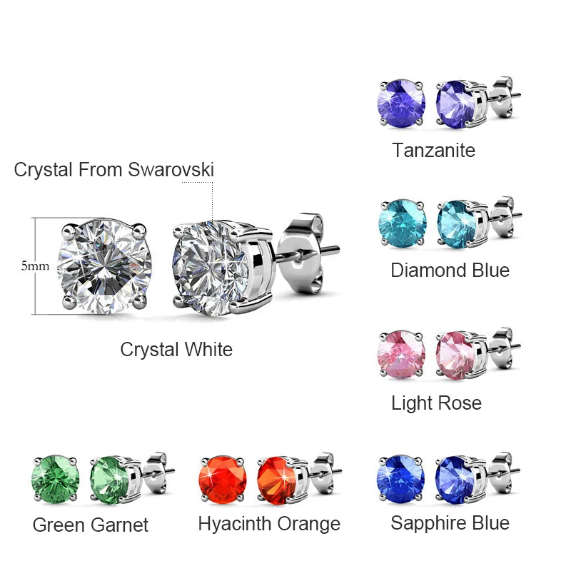 Malanda Small Round Zircon Piercing Earrings For Women Crystal From Swarovski New Fashion Stud Wedding Jewelry Gift | Украшения и