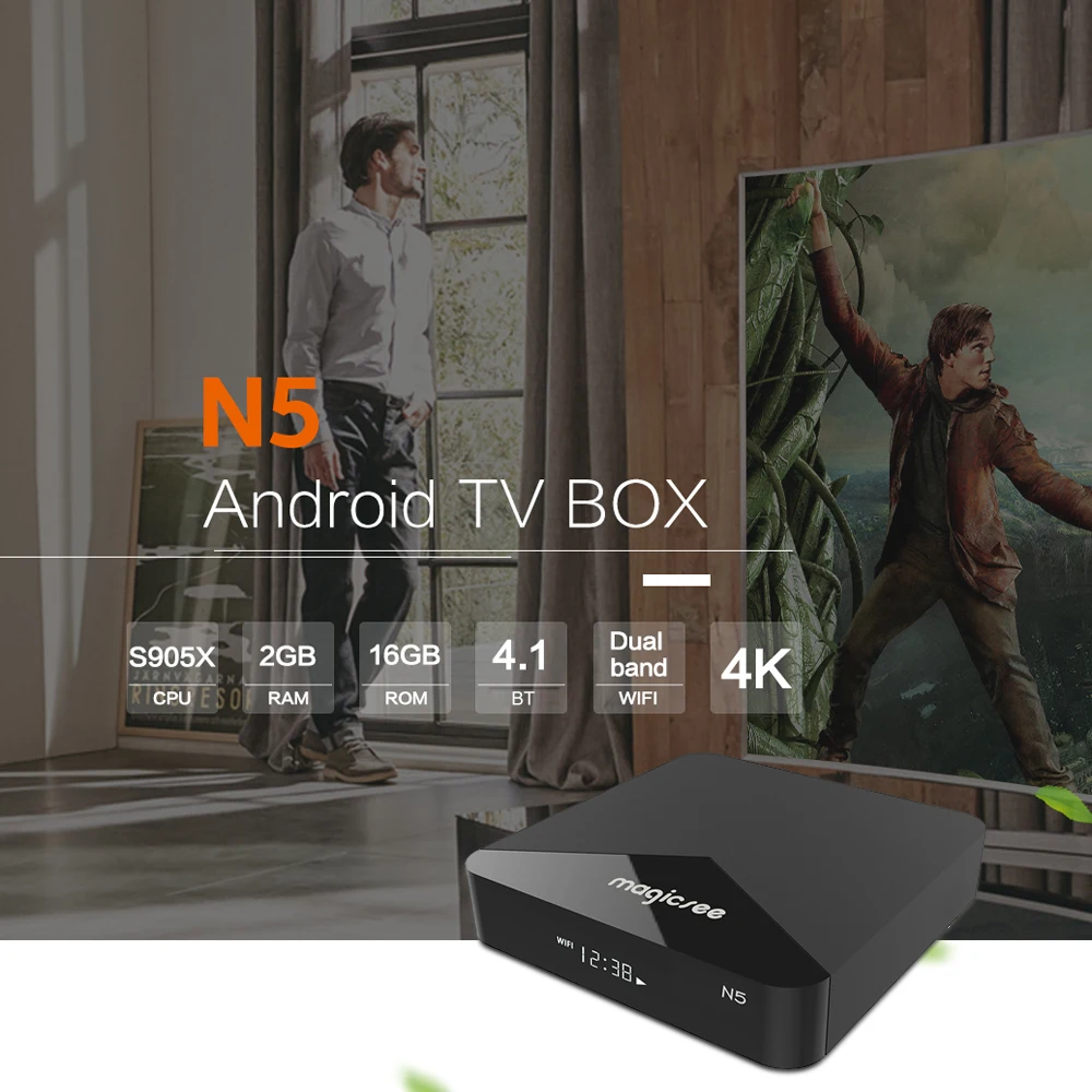 Magicsee N5 2 ГБ/16 ГБ Android 7.1.2 TV Box Amlogic S905X Четырехъядерный 4K 4G/5G двухдиапазонный WiFi BT4.1 HD