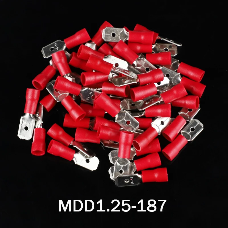 1000 шт. MDD1.25 187 красный AWG22 16 латунь изоляционный обжимные клеммы соединители на