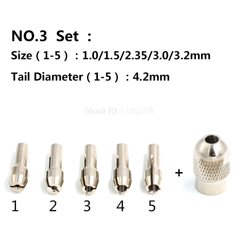 ZtDpLsd 6Pcs Mini Brass Drill Chucks 1.0-3.2mm For Electronic Dremel Collet Clamp Set 4.2/4.8mm Shank Power Chuck Rotary Tool images - 6