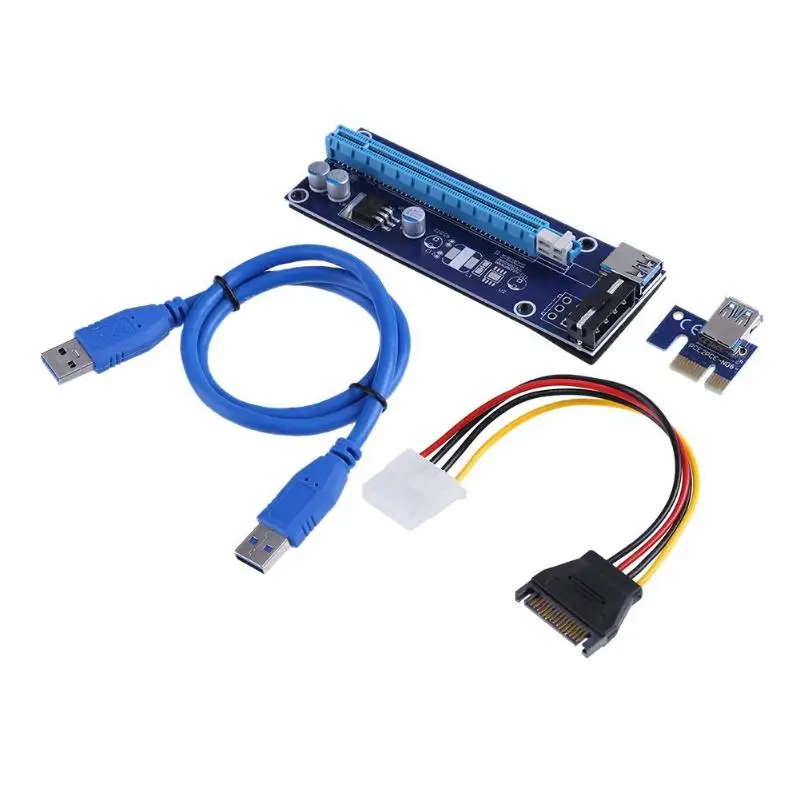 PCI E к PCIe Express 1X 16X расширитель адаптер Riser Card SATA USB3.0 кабель питания данных Комплект