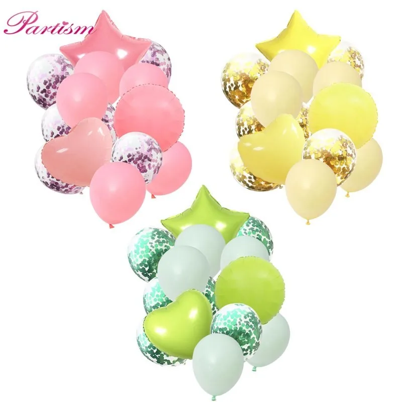 

13PCS/Lot 12/18 Inch Macaron Balloons Heart&Star Shape Confetti Ball For Baby Shower Birthday Wedding Party Decoration Supplies