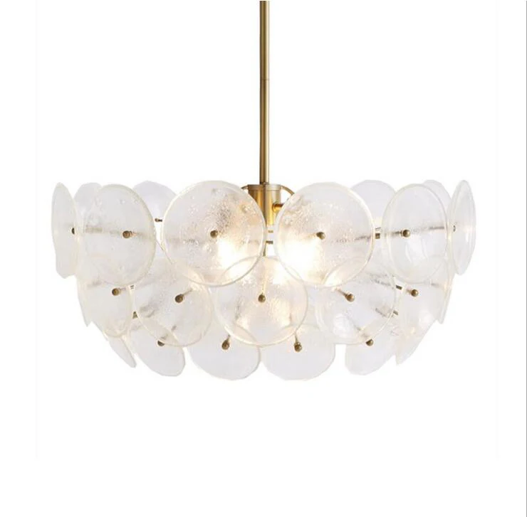 

Glass Retro American Gold Crystal Pendant Light Iron For Dining Room Restaurant Bedroom Study Room Living Room LED bulbs