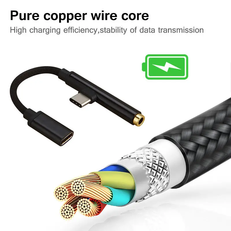 2в1 Type-C для USB-C 3 5 мм разъем Aux кабель наушников адаптер Huawei P20 Xiaomi | Электроника