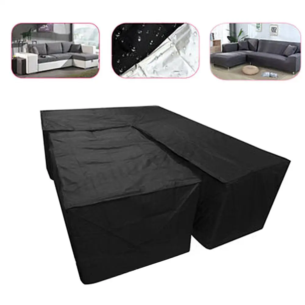 

New 2Pcs Waterproof Dustproof L Shape Dust Cover Cube Corner Furniture Sofa Rattan Cover For Outdoor Garden Easy To Clean modern