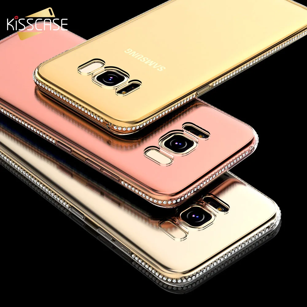 Kisscase украшение мерцающий задний Чехол Мягкий чехол из ТПУ с принтом &quotдля samsung
