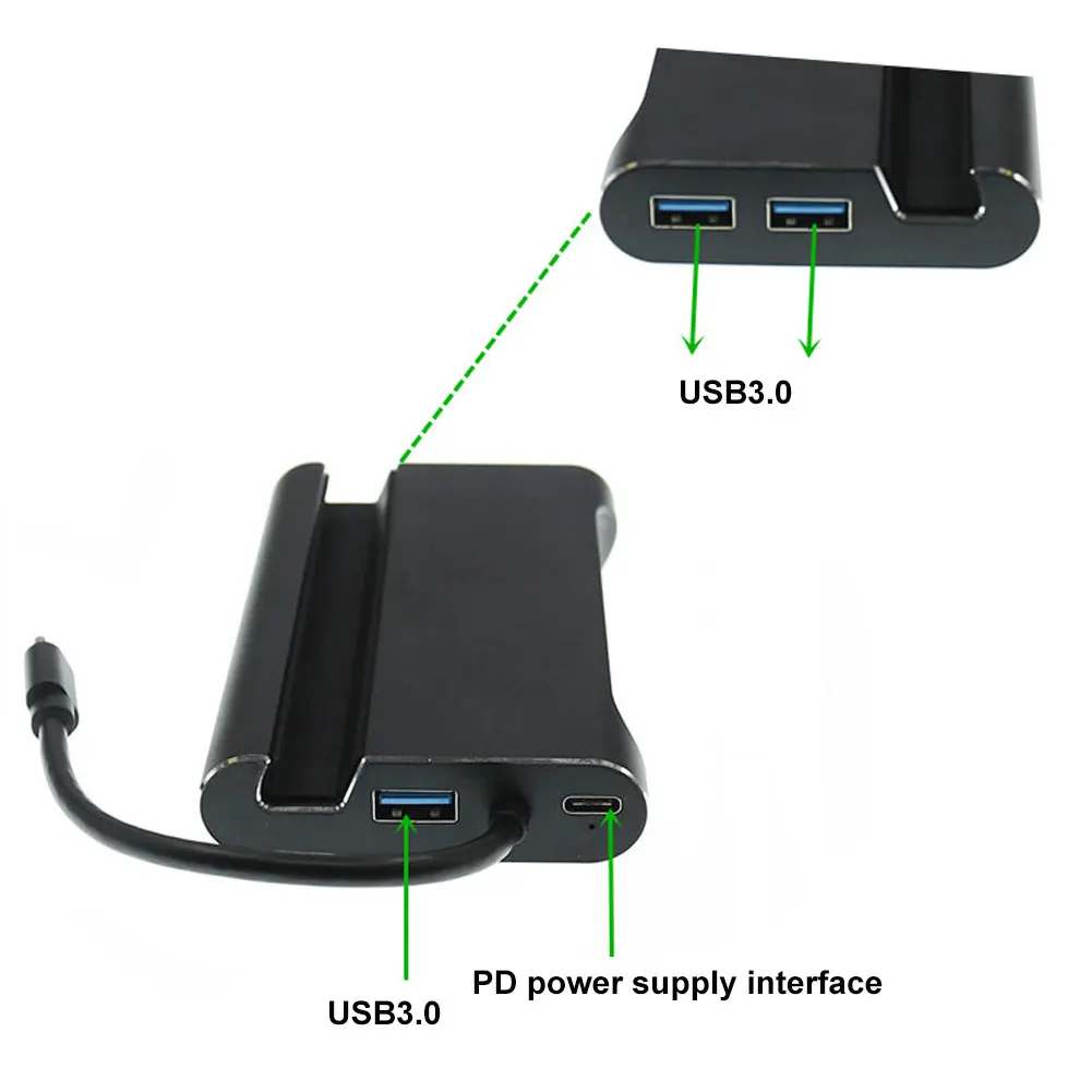 7 в 1 USB-C HDMI VGA Rj45 Ethernet USB 3 0 порт Type C адаптер держатель для телефона концентратор |