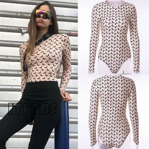 Женское боди стрейчевое с длинным рукавом топы в горошек комбинезон женская