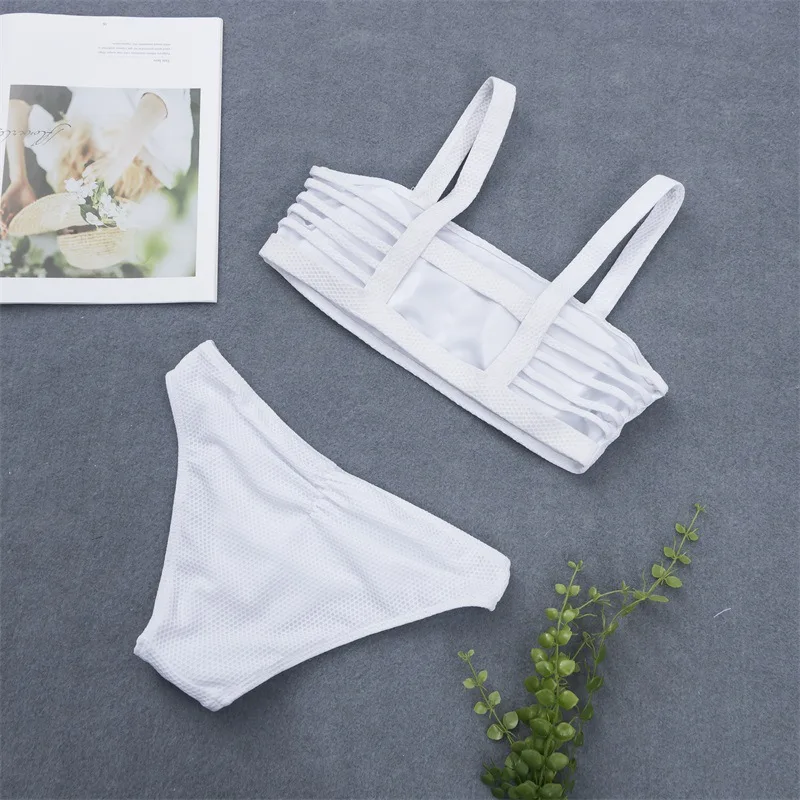 

2019 Summer Lace Push Up Sexy Bikini Set Swimsuit Female Swimwear Women Bathing Suit Strap String Bikinis Beach Hollow Biquini