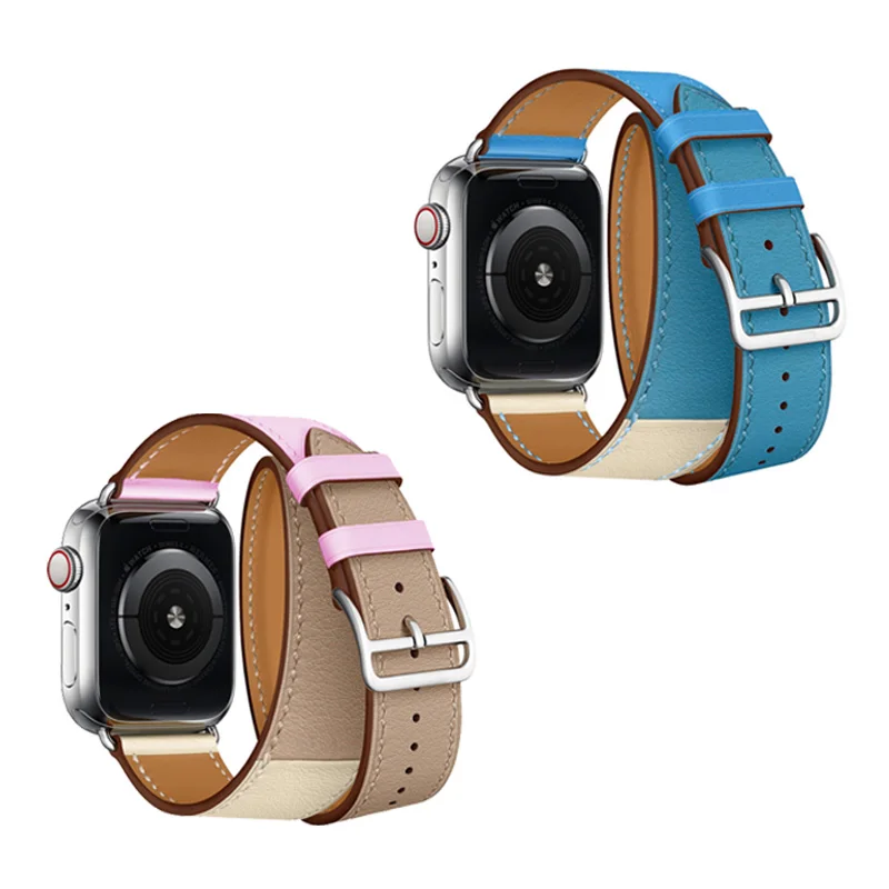 Ремешок для наручных часов Apple Watch Series 4 40/44 мм Натуральная кожа двойные Тур