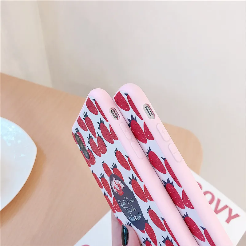 Ins милый чехол для телефона с рисунком клубники конфет iphone 7 7Plus 6 6s 8 X XS MAX XR мягкий