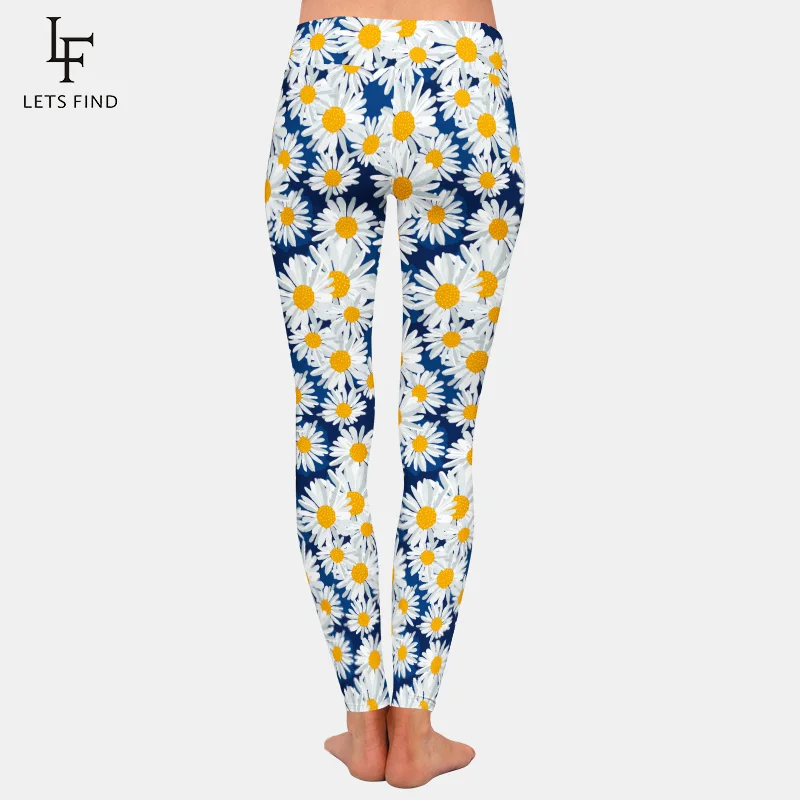 New Fashion Elasticity Chrysanthemum 3D Printed Women Leggings 220gsm Double Side Brushed Milk Silk High Waist Casual Leggings