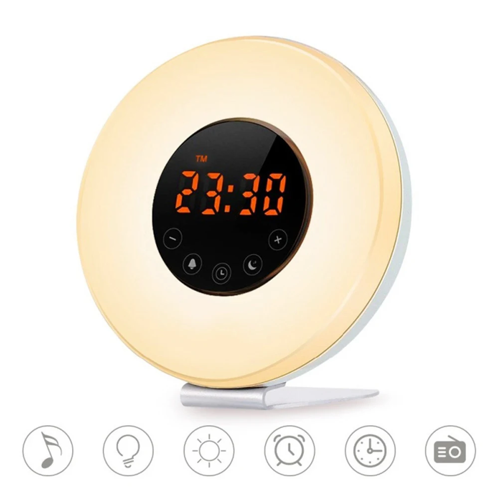Wake Up Light Будильник восход/Закат моделирование цифровые часы с fm-радио 7 цветов