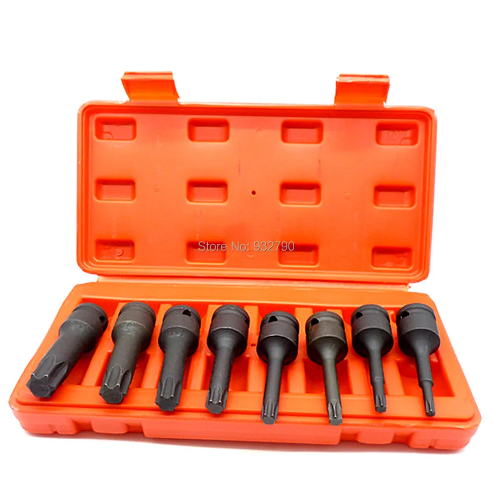 

8 Piece 1/2" Impact spline Socket Bit Set T30 T40 T45 T50 T55 T60 T70 T80 Bits
