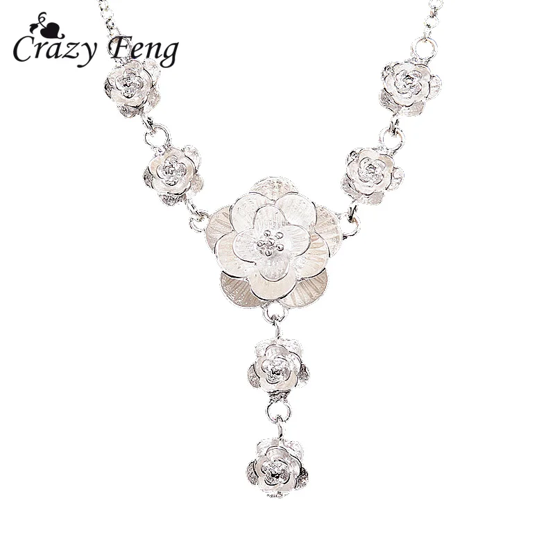 Женская цепочка с подвеской в виде цветка серебристого цвета|jewelry pendant|gifts freechain