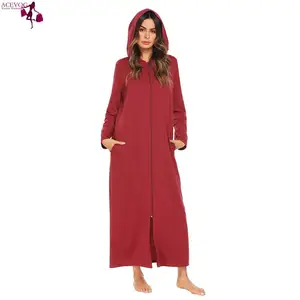 Женский банный халат с длинными рукавами, рост 93 см, весенняя одежда для сна с капюшоном 176 см 61 см, на молнии спереди, осень