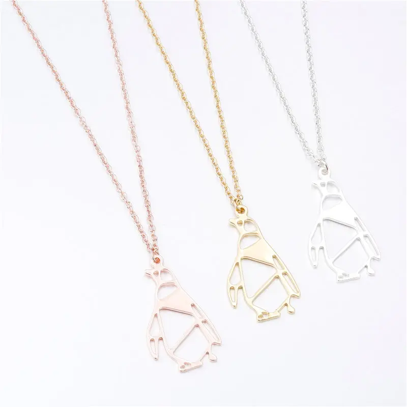 Fashion Origami Penguin Necklace Women Trendy Geometric Animal Charm Accessories Lovers Gifts | Украшения и аксессуары