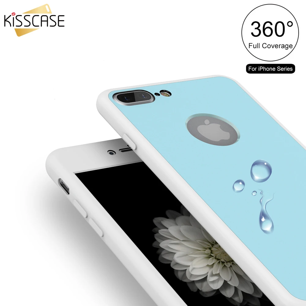 Мягкий силиконовый чехол KISSCASE 360 градусов для iPhone 6 6s 7 Plus однотонный защитный