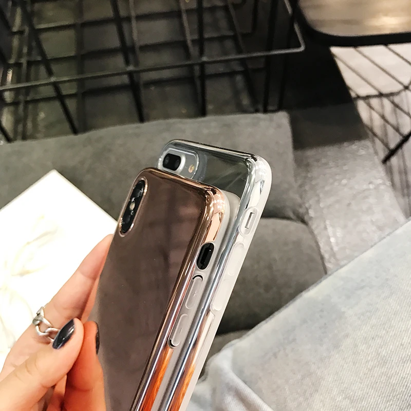 Plating Mirror Phone Cases For iphone 7 plus Case X Xs Max XR Soft TPU Silicone XS 6 8 Back Glossy Cover |
