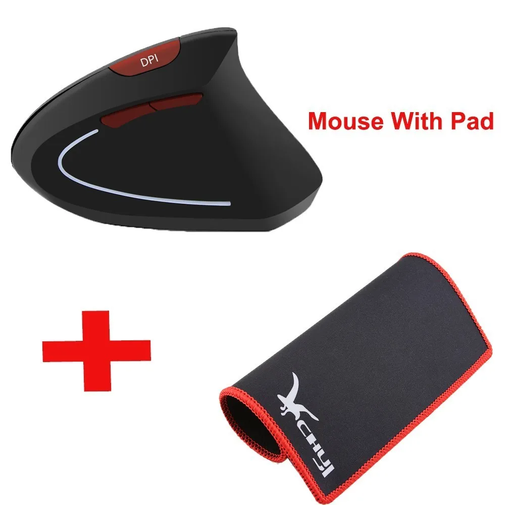 

Wireless Vertical Mouse Ergonomic Gaming Mause 1600 DPI Optical Design USB Mice Cool Gamer With Mouse Pad For PC Laptop Computer