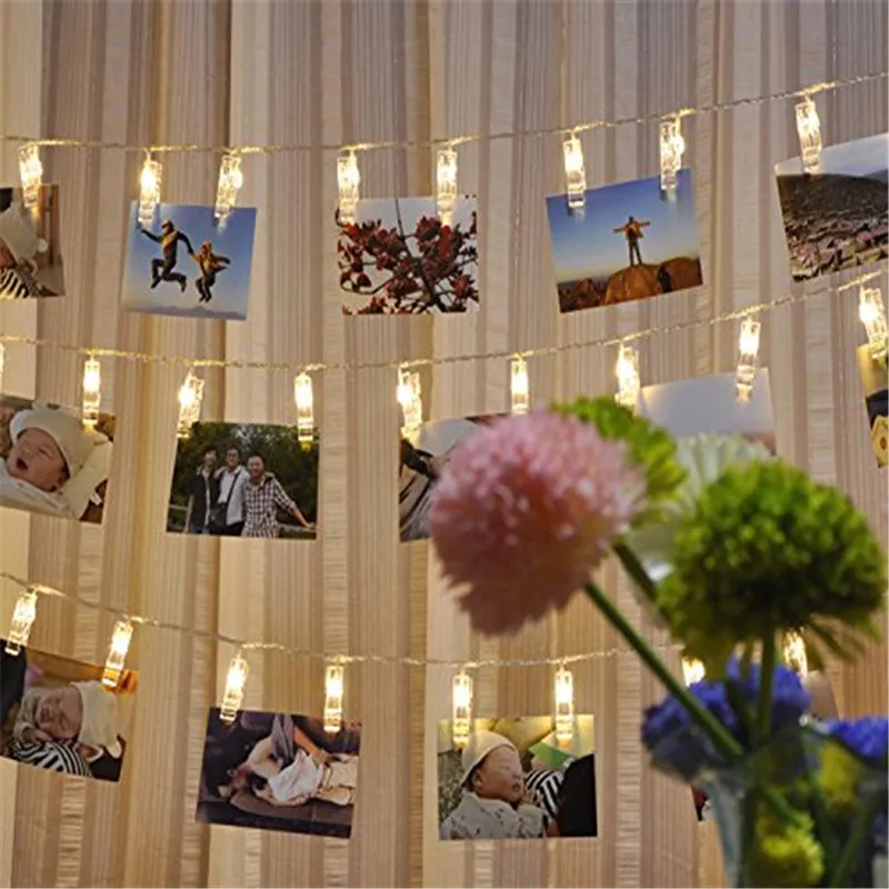 CLAITE 5 м 40LED карты Фотографии Зажимы колышки яркий светодиодный свет шнура с
