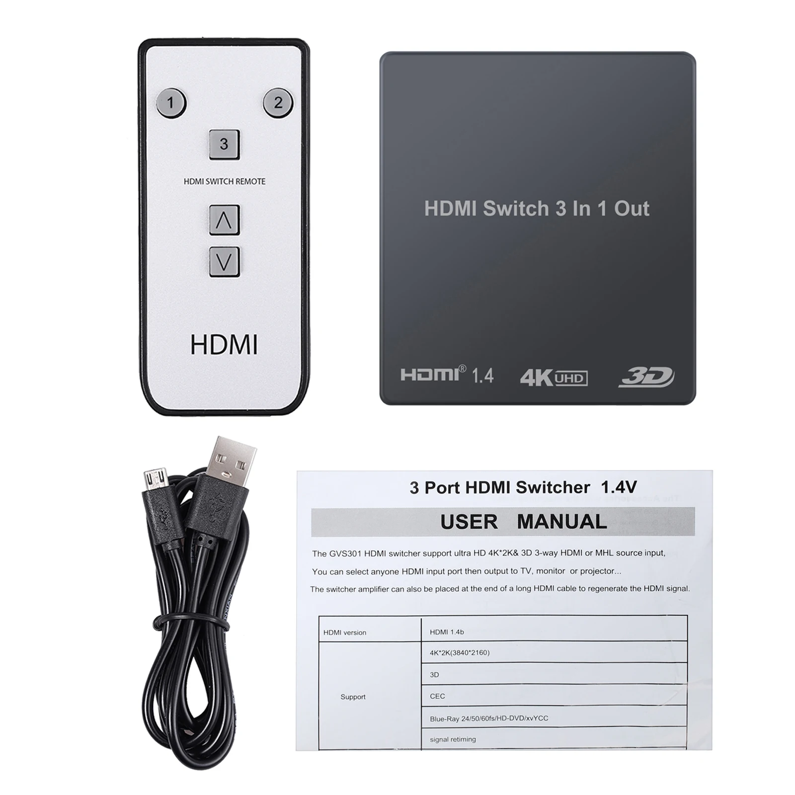 3 порта HDMI переключатель для ТВ приставки в 1|Кабели HDMI| |