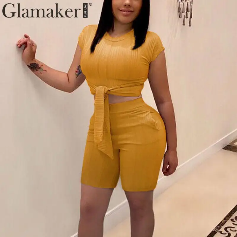Женский трикотажный комбинезон Glamaker короткий из двух предметов эластичный