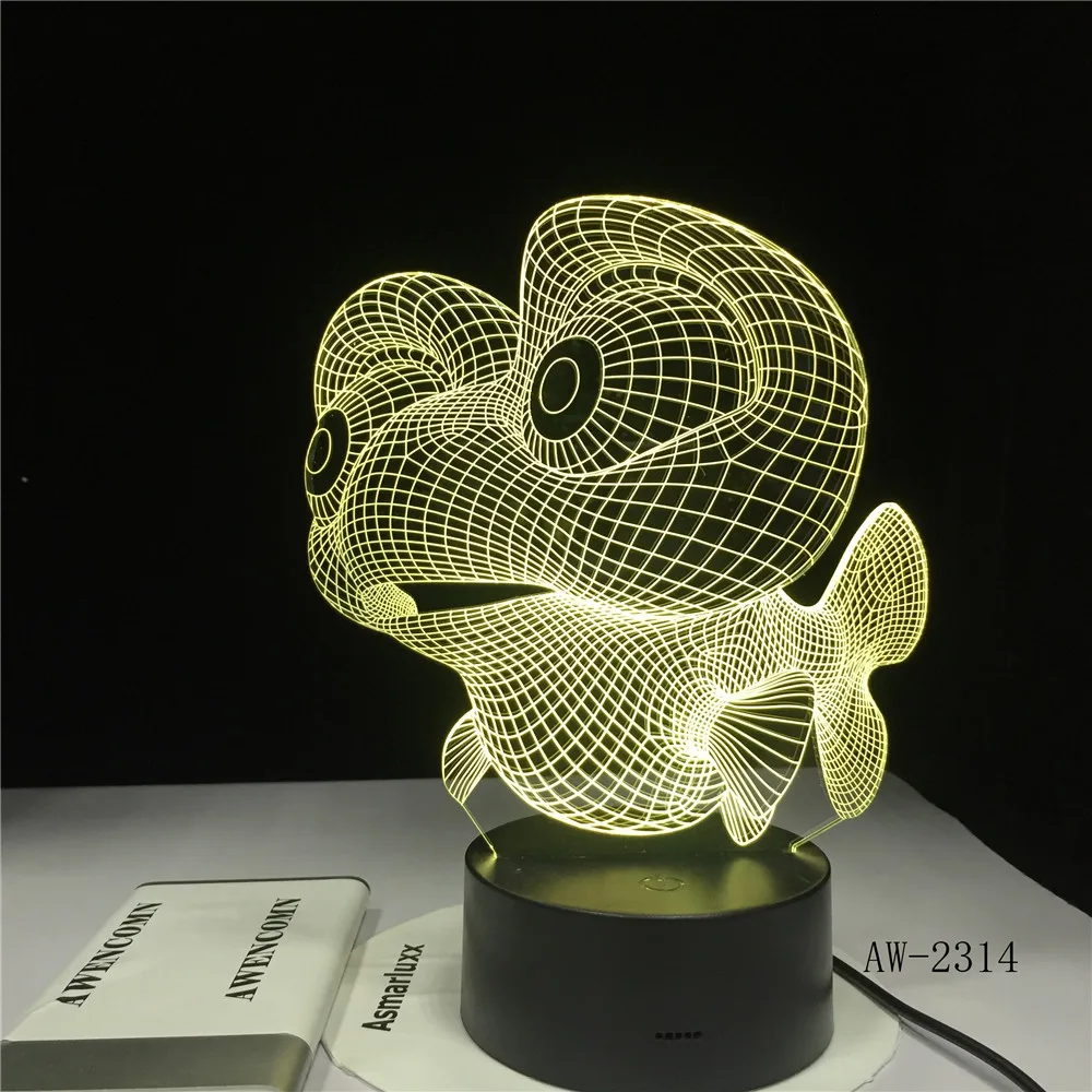 Настольная светодиодная 3d лампа в форме рыбьего глаза ночсветильник с USB 7 цветов