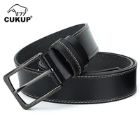 cukup quality real cow cowhide leather blue belts black pin buckle metal belt fashion retro styles accessories for men nck703