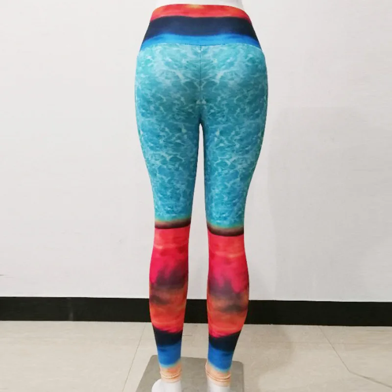 2019 Hot Sea Print Patchwork Yoga Pants Women Push Up Sport Leggings Professional Running Leggins Sports Fitness Tights Trousers