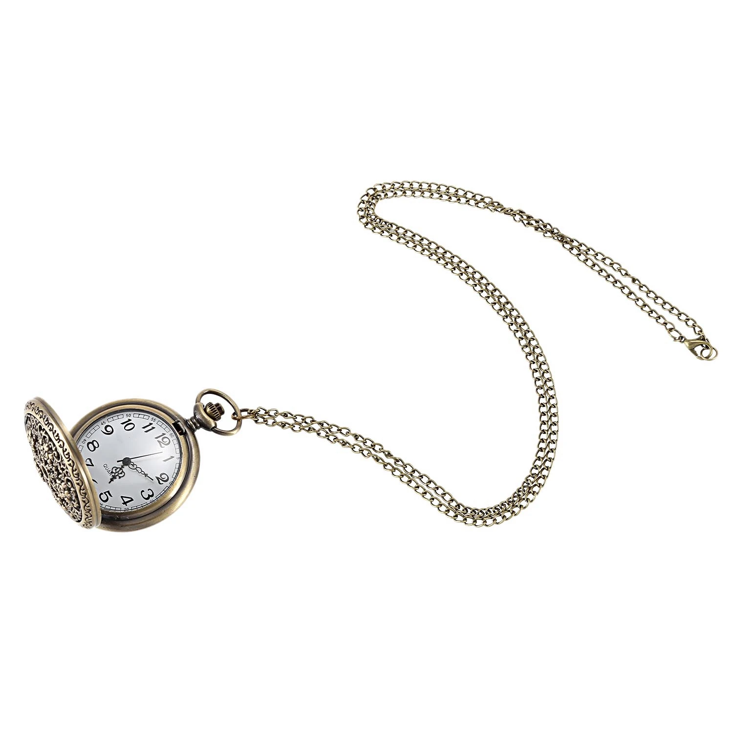 Palace Carved Pocket Watch Vintage Bronze Five Roses Ladies Romantic Hollow Pendant | Наручные часы