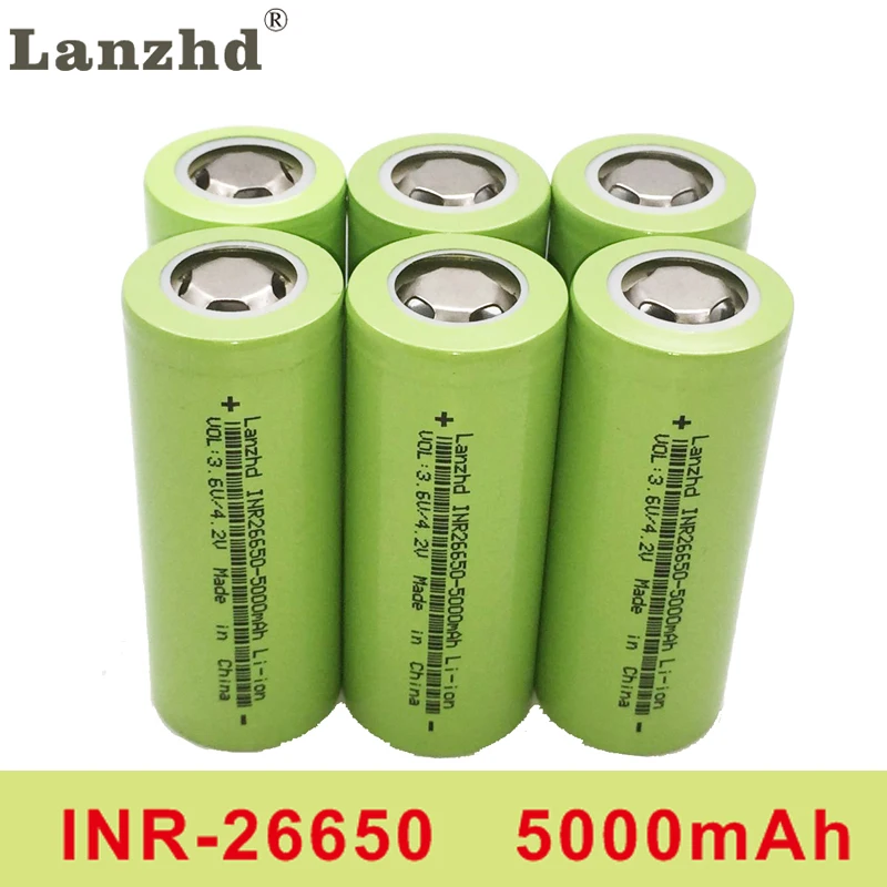 6PCS INR26650 battery 3.7V 26650 50A 5000mA rechargeable lithium Suitable for flashlight | Электроника