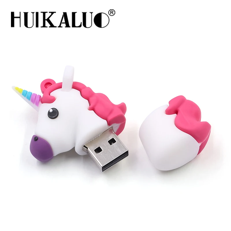 Силиконовый мультяшный Единорог USB флеш накопитель Флешка 128 Гб 64 ручка в стиле