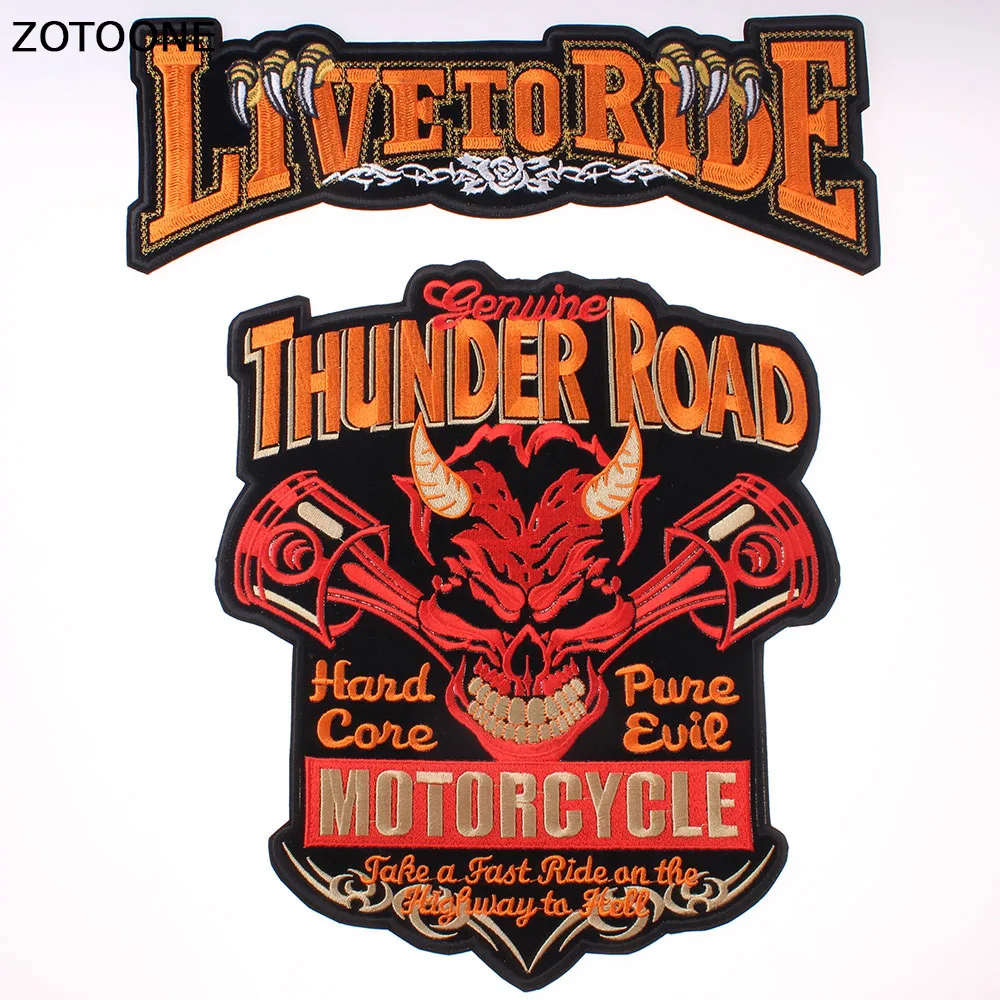 ZOTOONE крутые нашивки Red Thunder Road с вышивкой утюгом на одежде большие черепом для езды