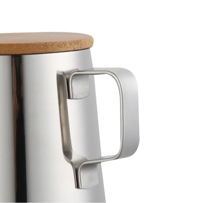 Кофейник с деревянной крышкой ручной горшок из нержавеющей стали тонкий