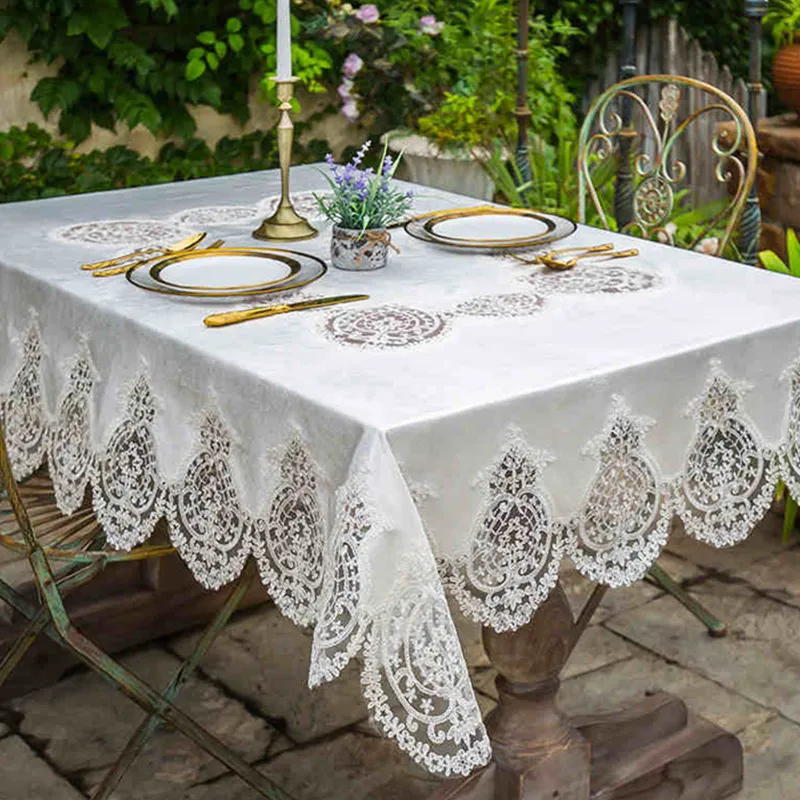 Скатерть кружевная элегантная белая скатерть для стола столовой ресторана