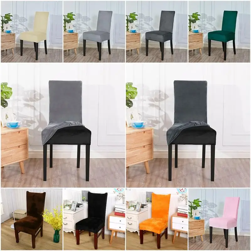

Stretch Fox Velvet Chair Cover Dining Seat Cover Banquet Chair Cover Wedding Home Slipcover Seat Protector