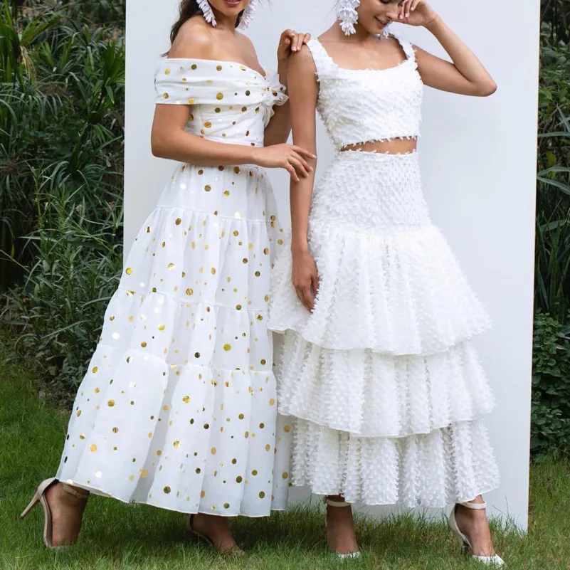 Модное белое Летнее Длинное платье в горошек с открытой спиной vestidos jurken женская