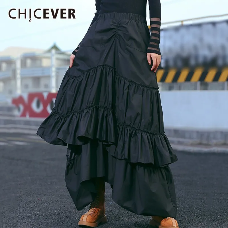 CHICEVER осенние зимние юбки для женщин эластичная высокая талия Свободные оверсайз