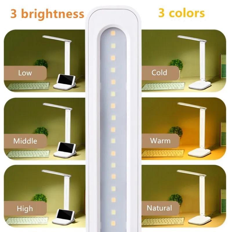 LED Настольная лампа складная затемнения сенсорный 3 режима Для детей Защита глаз