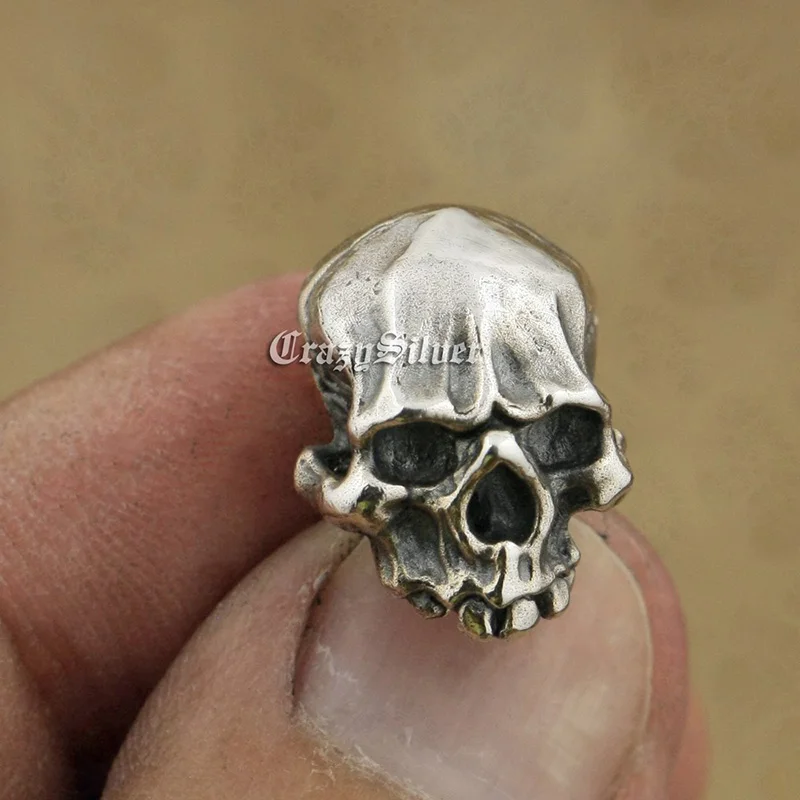 Cool Knight's Individuality Punk Rock Retro Skull Stud Earrings Men Solid 925 Sterling Silver TA40 | Украшения и аксессуары
