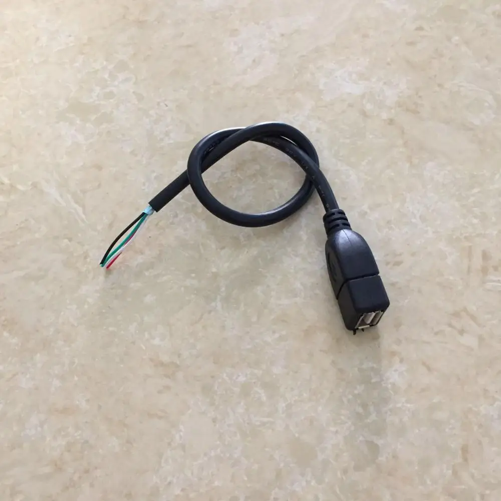 USB 2 0 Тип гнездо для 4 провода открытый кабель DIY OEM черный цвет 30 см U2-315-0.3M - купить