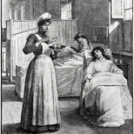 Рождение американской обучаемой медсестры: дозирующая медицина 1872 художник