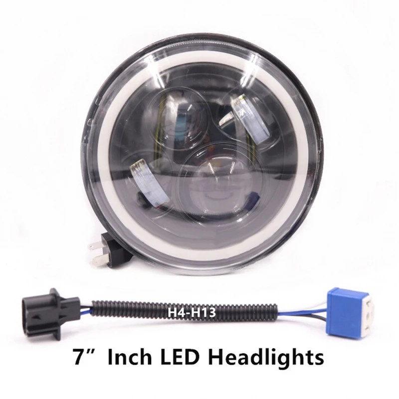 7 дюймов DC 12 24 V 45 W 6500 K 1200LM светодиодный фар H4 H13 Amber Ангельские глазки для Jeep CJ JK TJ